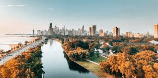 Cityscape autumn view